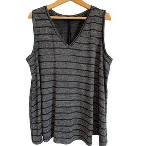 Lane Bryant gray & black sparkle striped, knit tank top (size 22)